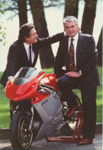 Castiglioni (t.v.) og Tamburini skabte sammen nogle af vor tids smukkeste motorcykler. Her MV Agusta F4.